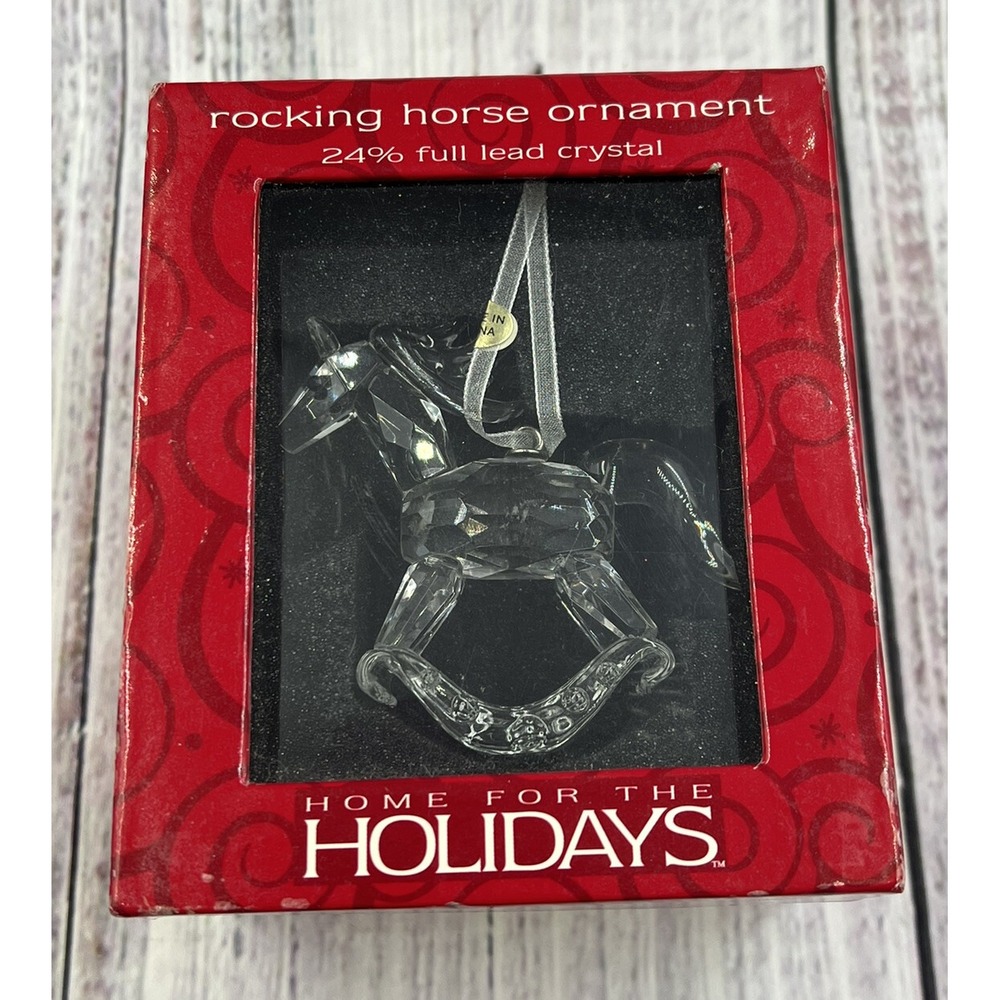Vintage Home For The Holidays Rocking Horse Ornament 24% Lead Crystal Clear